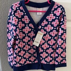 Gymboree kids girl’s Navy and Pink Floral Cardigan size 4 XS New with tags